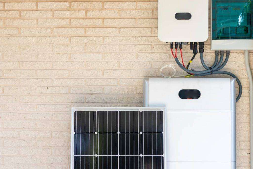 Solar Panel Battery Installed On Side Of House