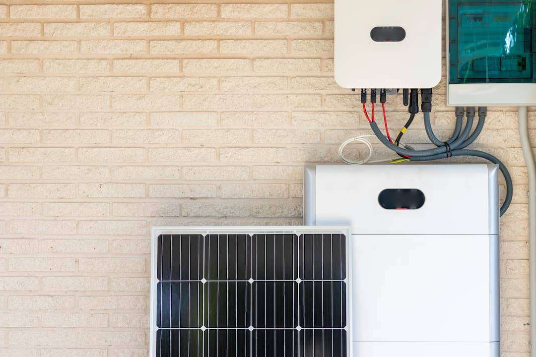 Solar Panel Battery Installed On Side Of House