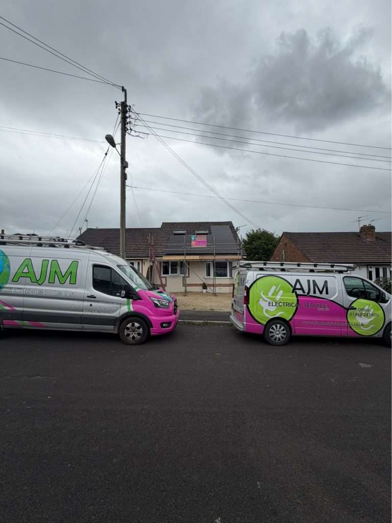 AJM vans during solar panel installation